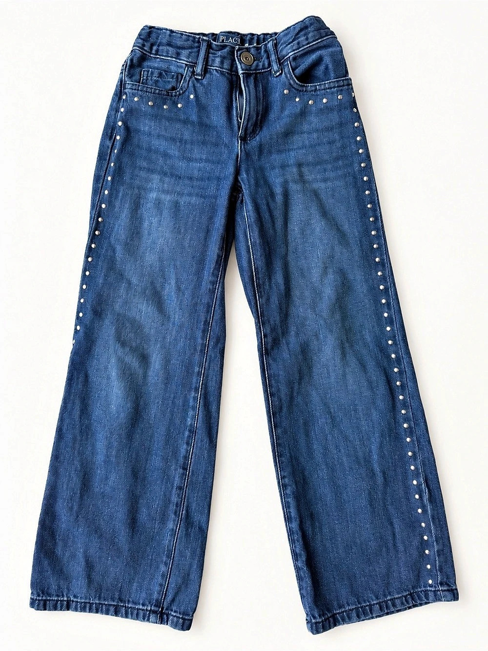 Children’s Place Girls Size 6X/7 Blue Studded Wide Leg Jeans